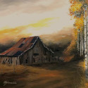 Barn in Sunset  -  18 x 24  Acrylic on Canvas