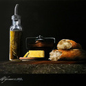 Olive Oil & Bagette  -  11 x 14  Acrylic on canvas