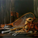 Dry Fly Angler  -  16 x 20  Acrylic on Canvas