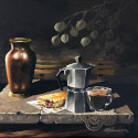 Early Morning Caf  -  20 x 20  Acrylic on Canvas