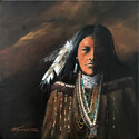 Young Female Warrior - 14 x 14   Acrylic on canvas
